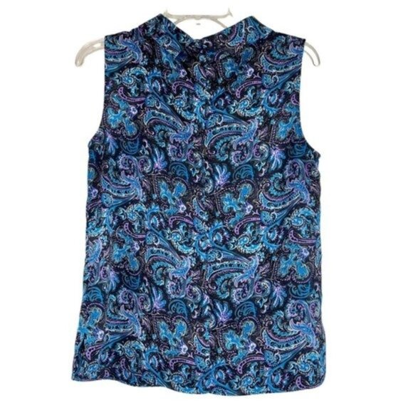 Talbots Sleevless Satin Cowlneck Paisley Blouse - Picture 5 of 5